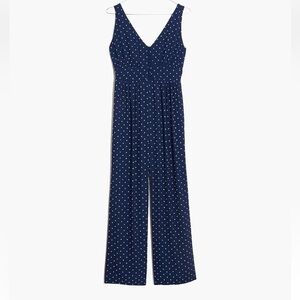 NWT Madewell V-back Jumpsuit - -navy with polka dots-size‎ 12